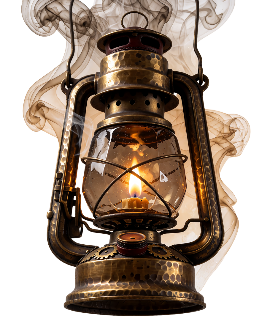 Mosiężna lampa naftowa salunu - symbol czujności i ochrony gracza w WestAce Casino.