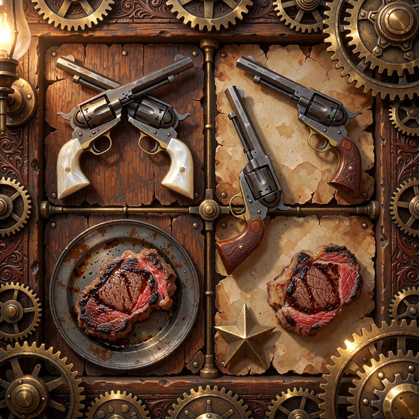 Slot Revolver Saloon - bębny z rewolwerami i daniami salunu w katalogu slot&oacute;w WestAce Casino.